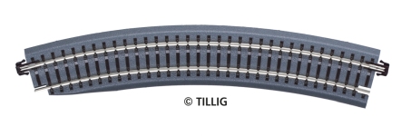 Tillig 83784 - Bettungsgleis braun, BR 11-32kli: Gebogenes Pass-Stück, links, R 396 mm/30° (TT, H0m)